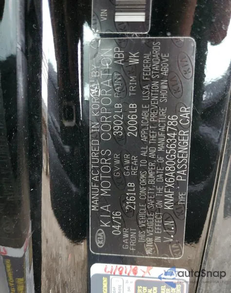 2016 Kia Forte Ex from USA, damaged, VIN KNAFX6A80G5634786